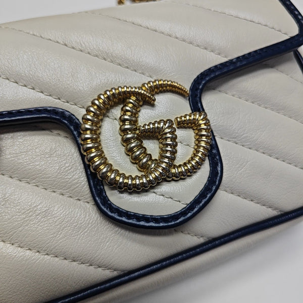 GG Marmont Super Mini Quilted Calfskin White