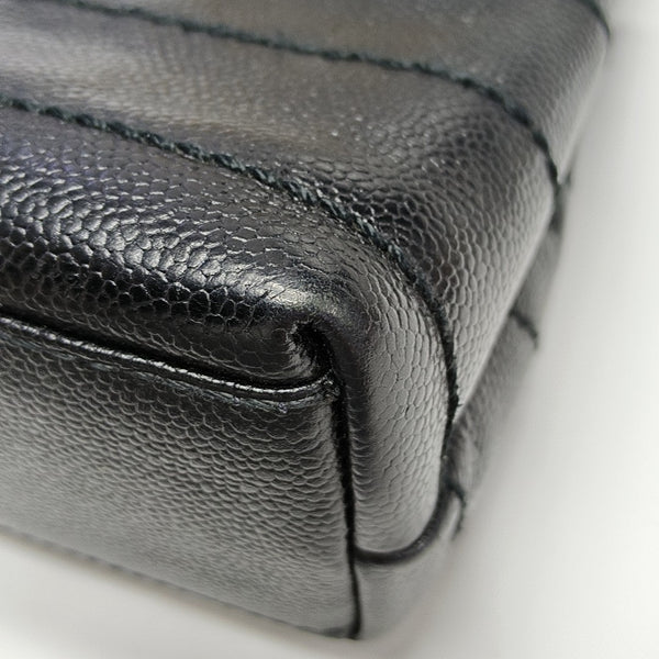 Quilted Grained Calfskin Shoulder Bag Black