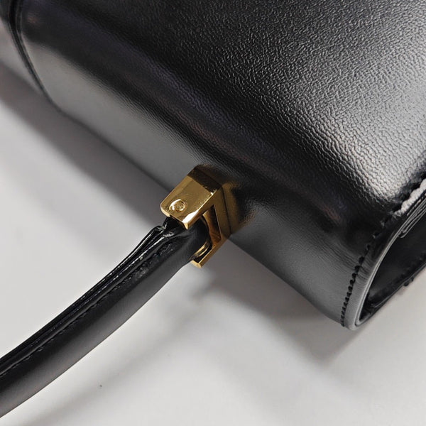 Quilted Calfskin Top Handle Bag Black