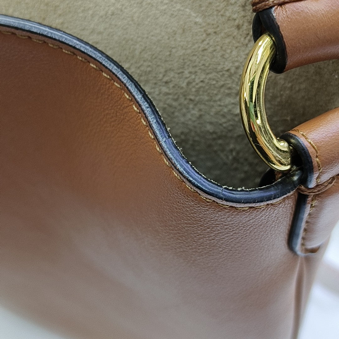 Calfskin Shoulder Bag Small Brown