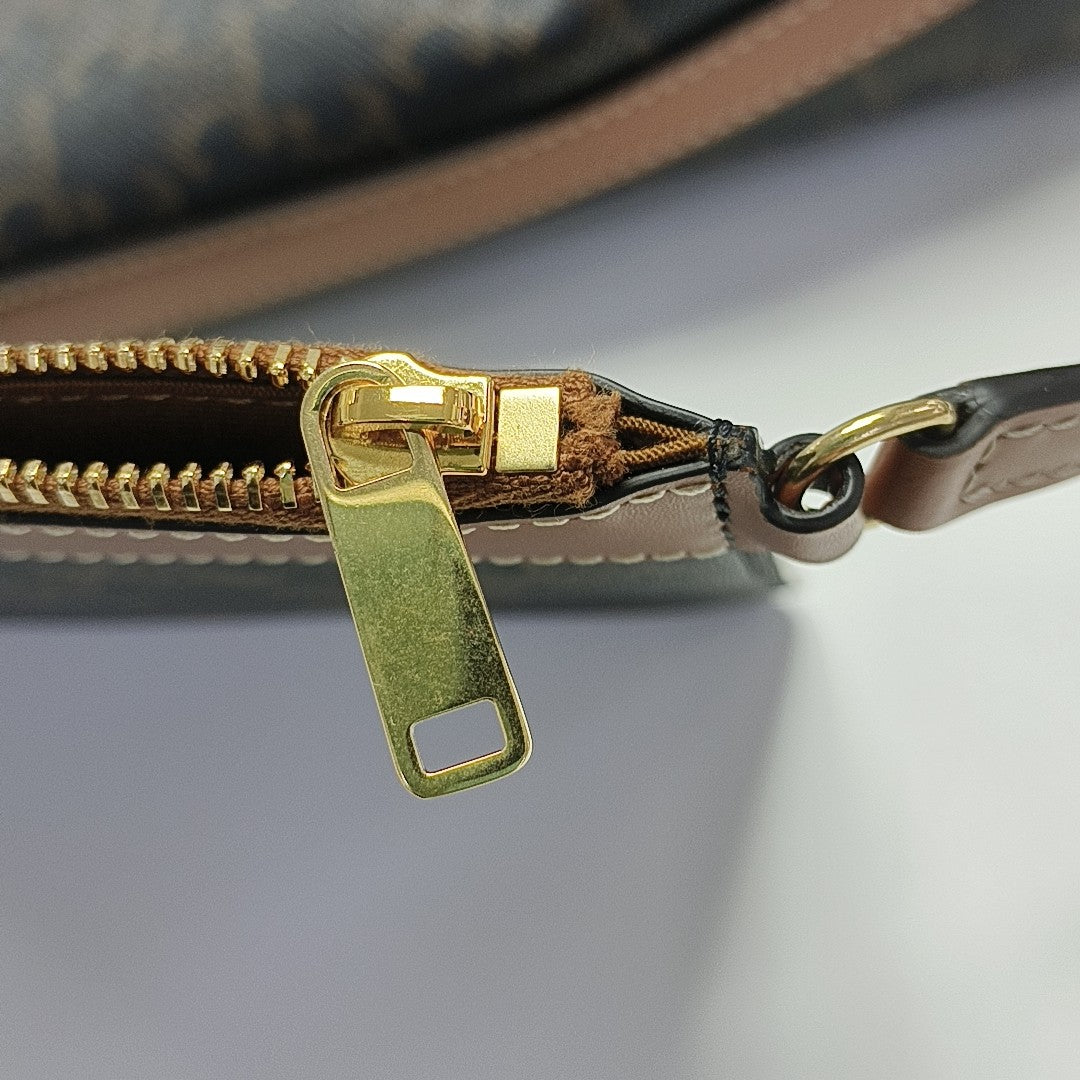 Coated Canvas Shoulder Bag Brown