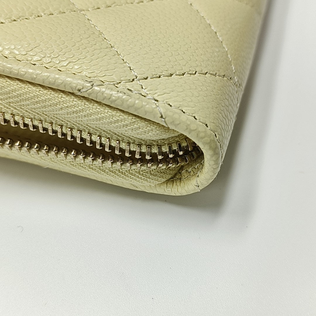 Quilted Grained Calfskin Card Holder Yellow
