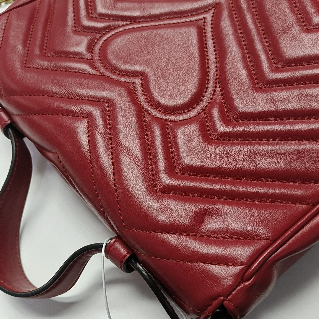 GG Marmont Small Quilted Calfskin Red