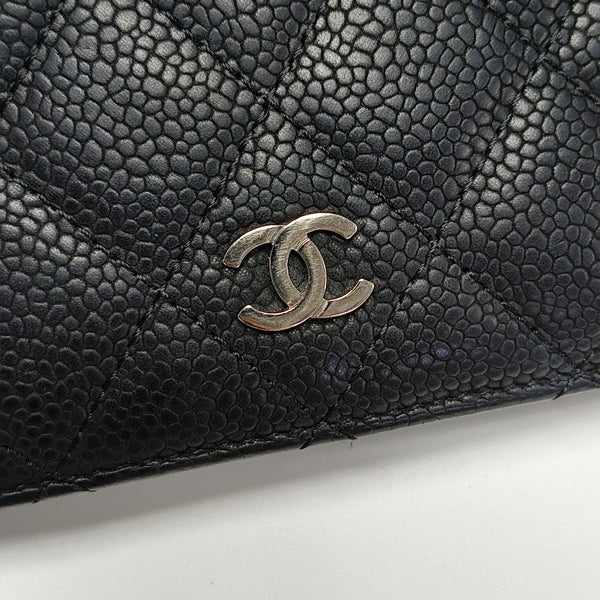 Quilted Grained Calfskin Wallet Black
