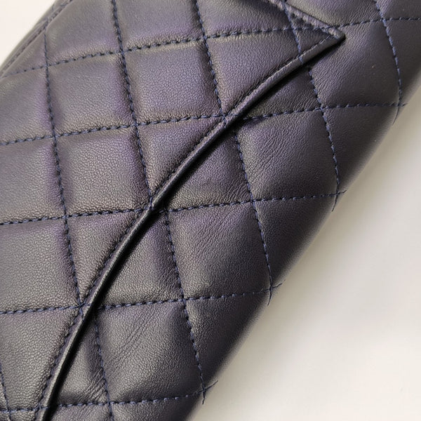 CLASSIC FLAP Mini Quilted Lambskin Blue Wallet