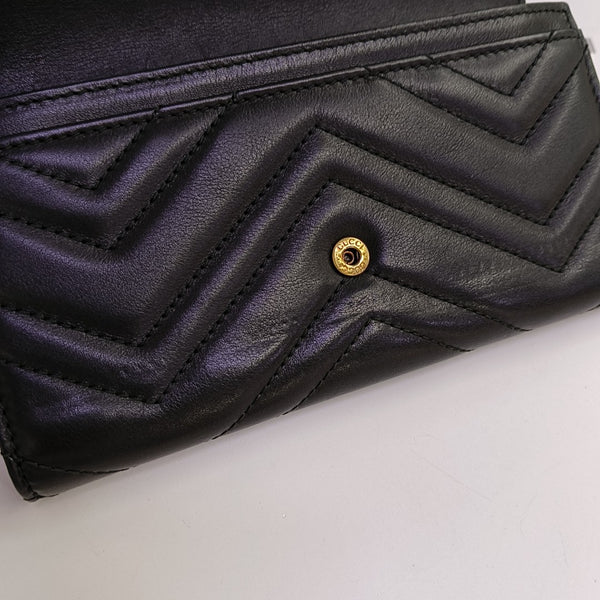 GG Marmont Super Mini Quilted Calfskin Black Wallet