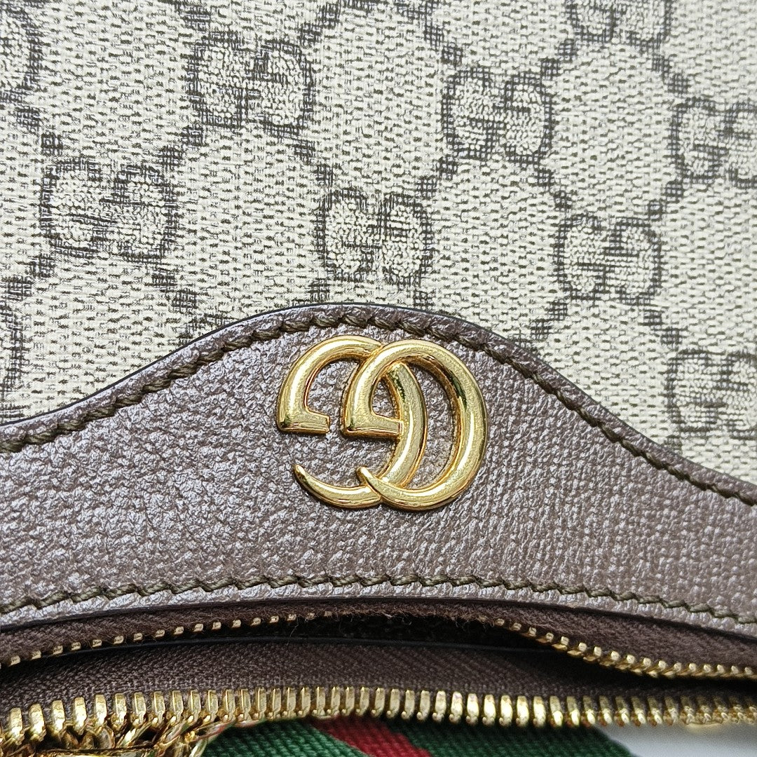 Ophidia Small Monogram Coated Canvas Beige