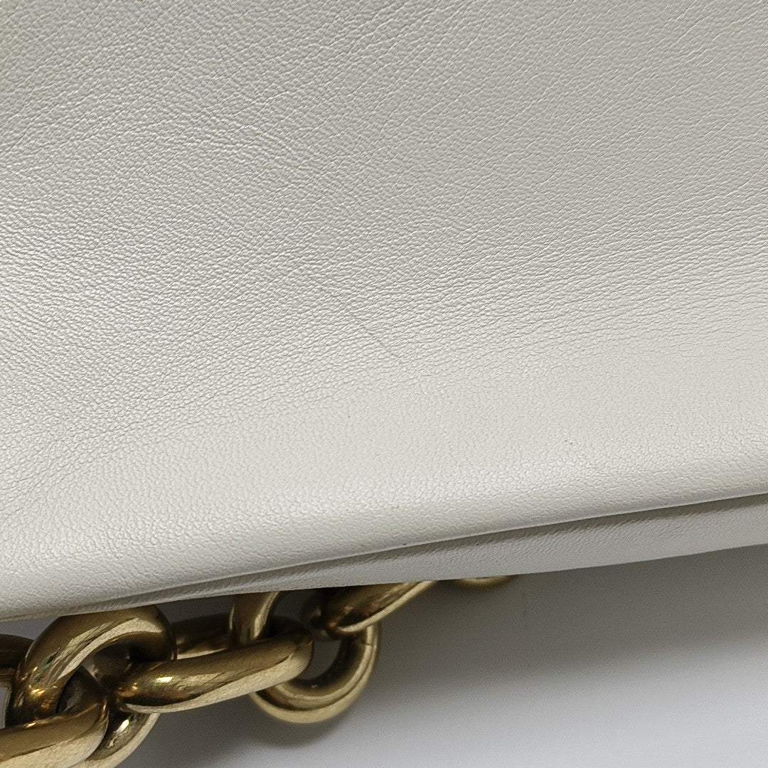 Quilted Lambskin Shoulder Bag White