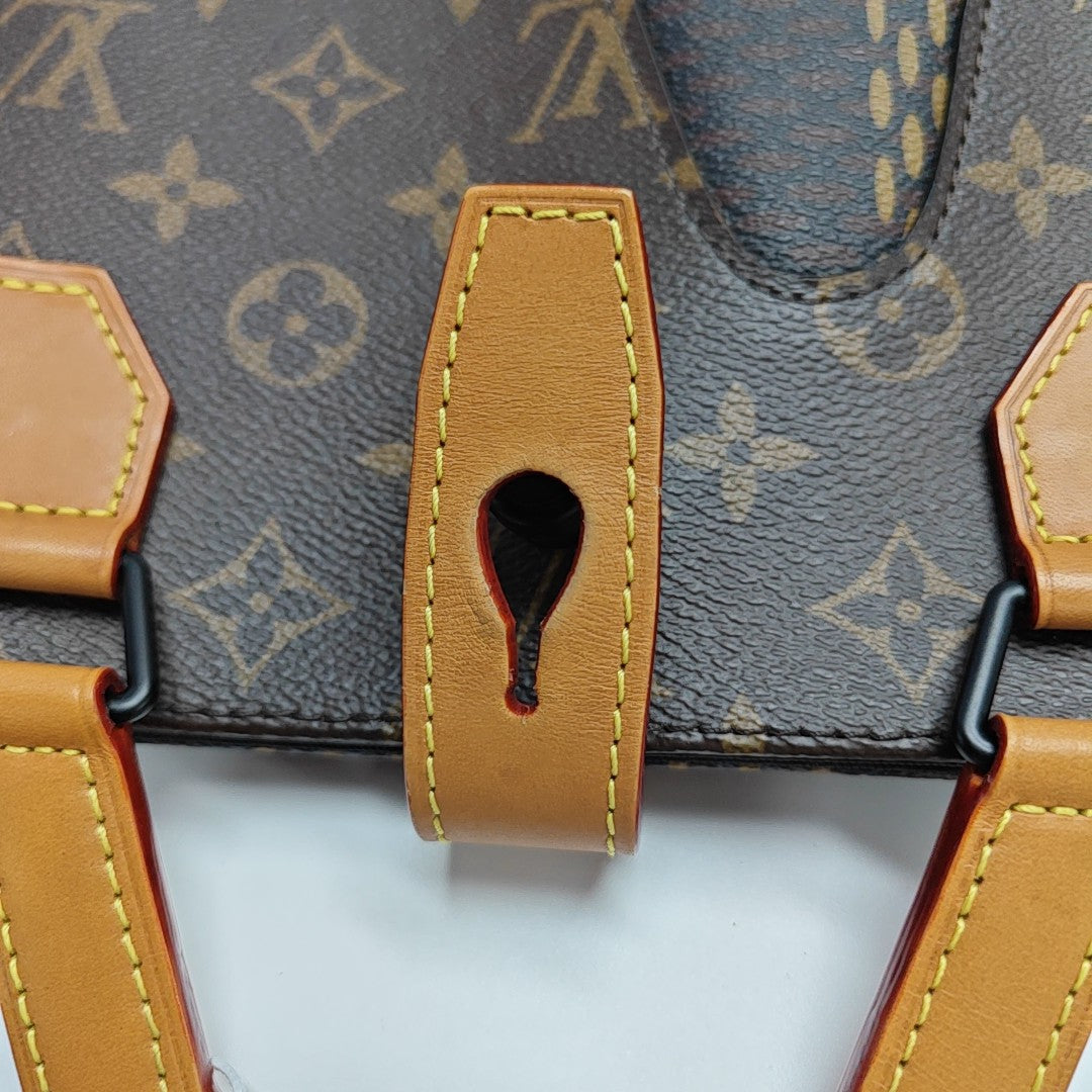 SAC PLAT Damier Ebene Coated Canvas Brown