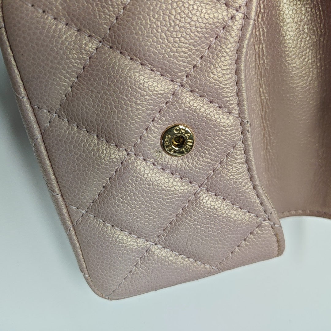 Quilted Grained Calfskin Shoulder Bag Small Pink
