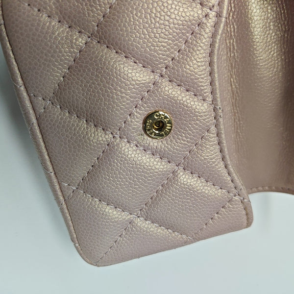 Quilted Grained Calfskin Shoulder Bag Small Pink