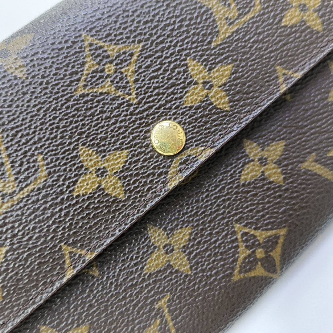 PORTE MONNAIE Monogram Coated Canvas Brown Wallet