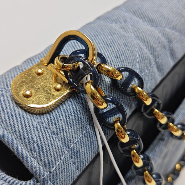 Dior Caro Medium Quilted Denim Blue