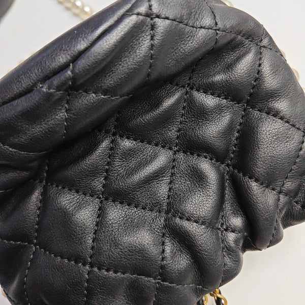 DRAWSTRING Mini Quilted Calfskin Black