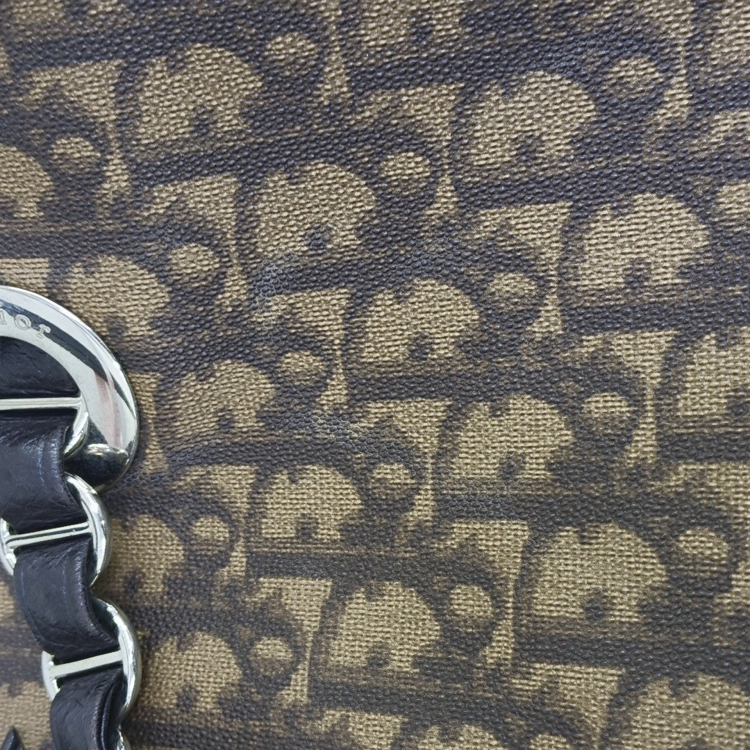 Oblique Coated Canvas Tote Bag Brown
