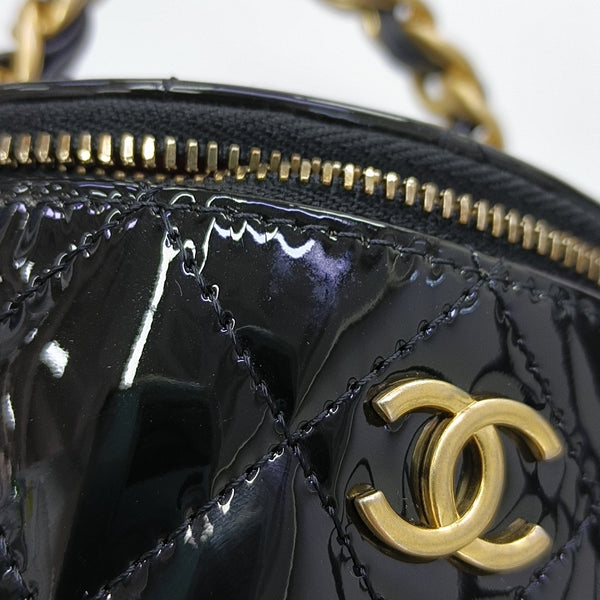 VANITY CASE Mini Quilted Patent Calfskin Black