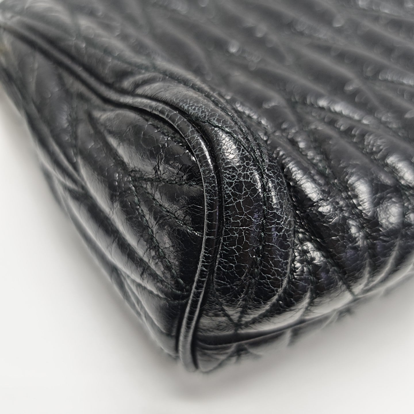 Quilted Lambskin Top Handle Bag Black
