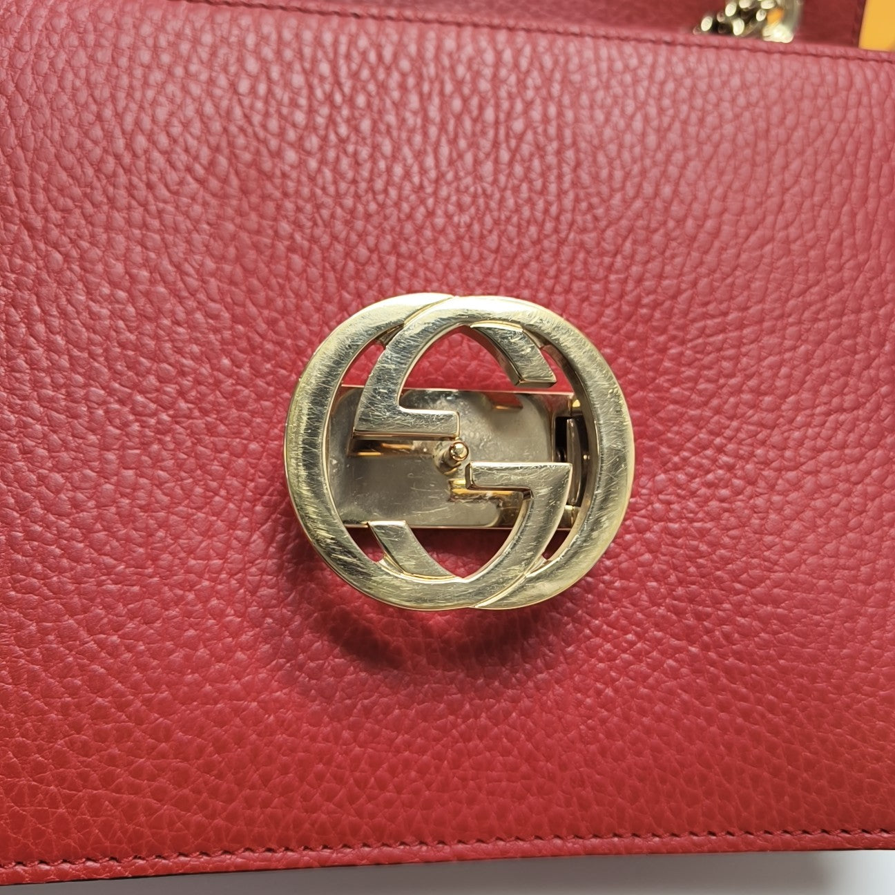 Interlocking G Small Calfskin Red