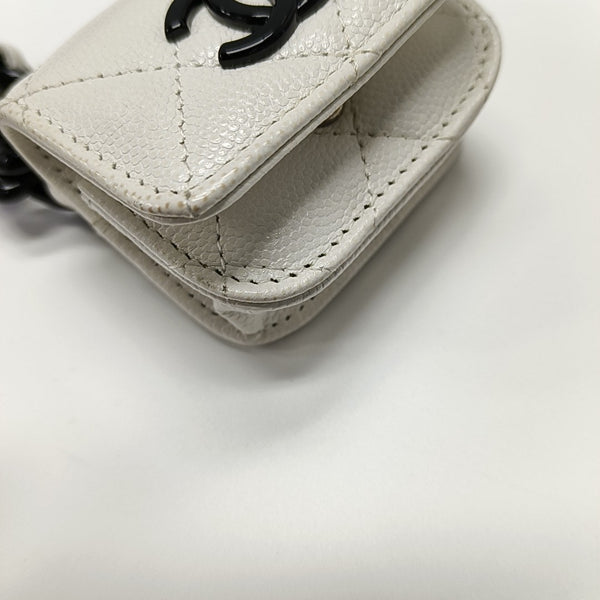 Quilted Grained Calfskin Belt Bag White