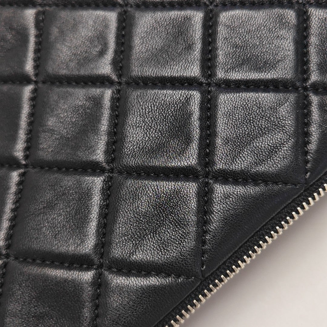 Lambskin Top Handle Bag Silver