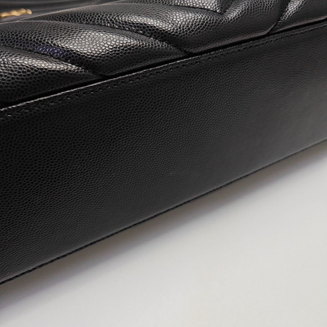 TRIBECA Chevron Calfskin Black
