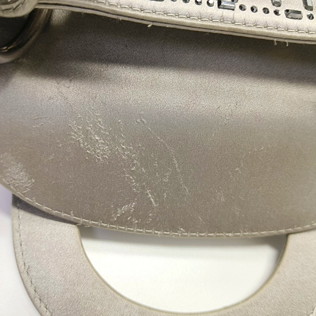 Authenticated pre-owned  Lady Dior Mini Silk Satin Grey - Tote Bag at Looply