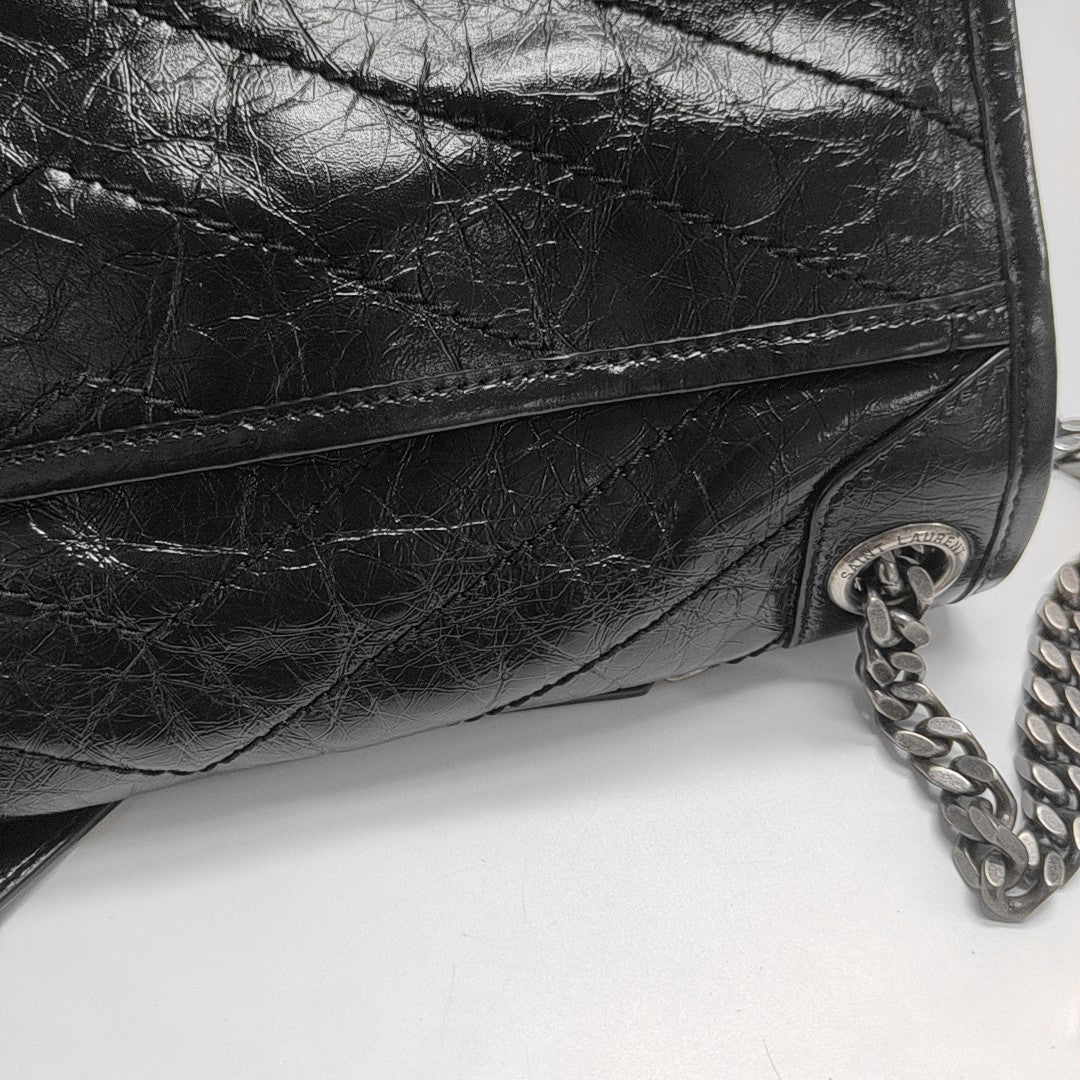 NIKI Medium Chevron Calfskin Black