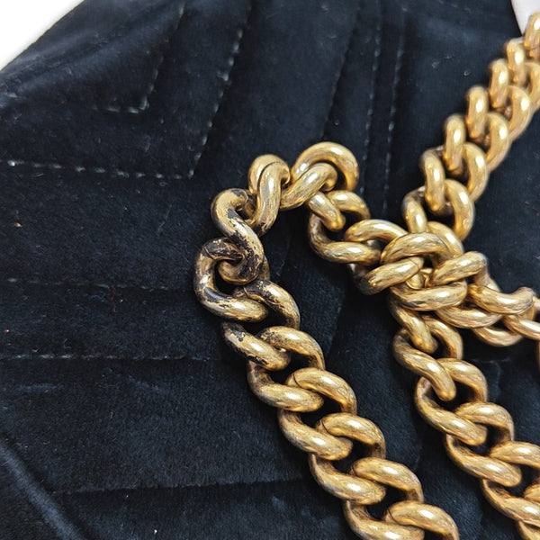 GG Marmont Small Quilted Velvet Black