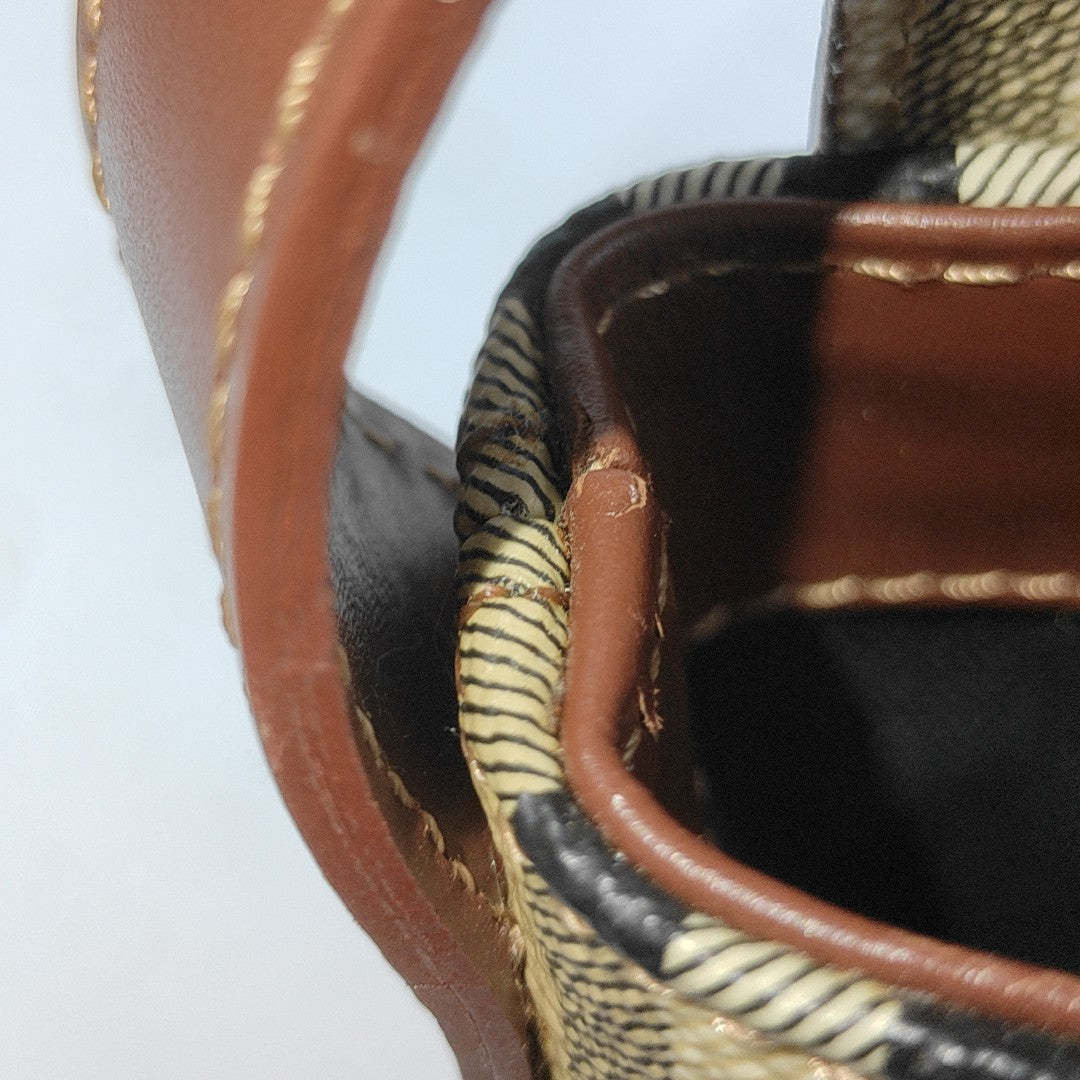 Coated Canvas Top Handle Bag Brown
