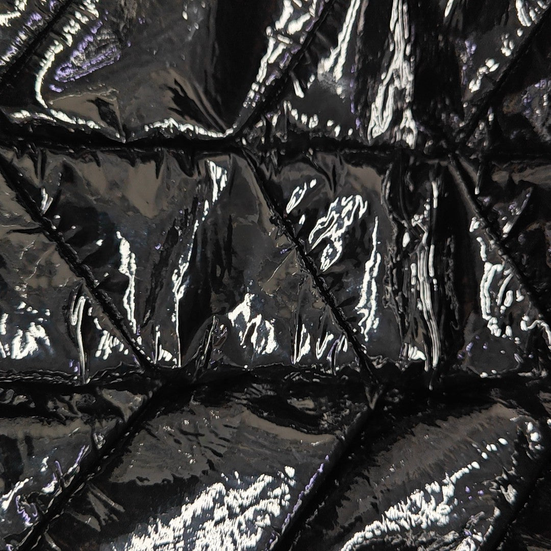 Quilted Patent Leather Tote Bag Black