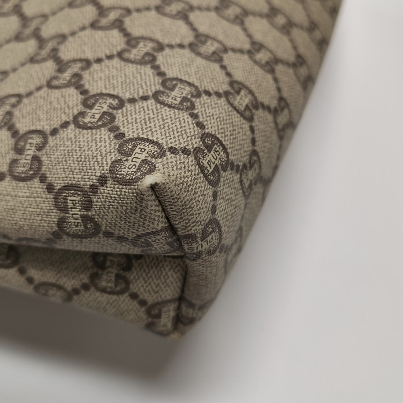 Monogram Coated Canvas Clutch Beige