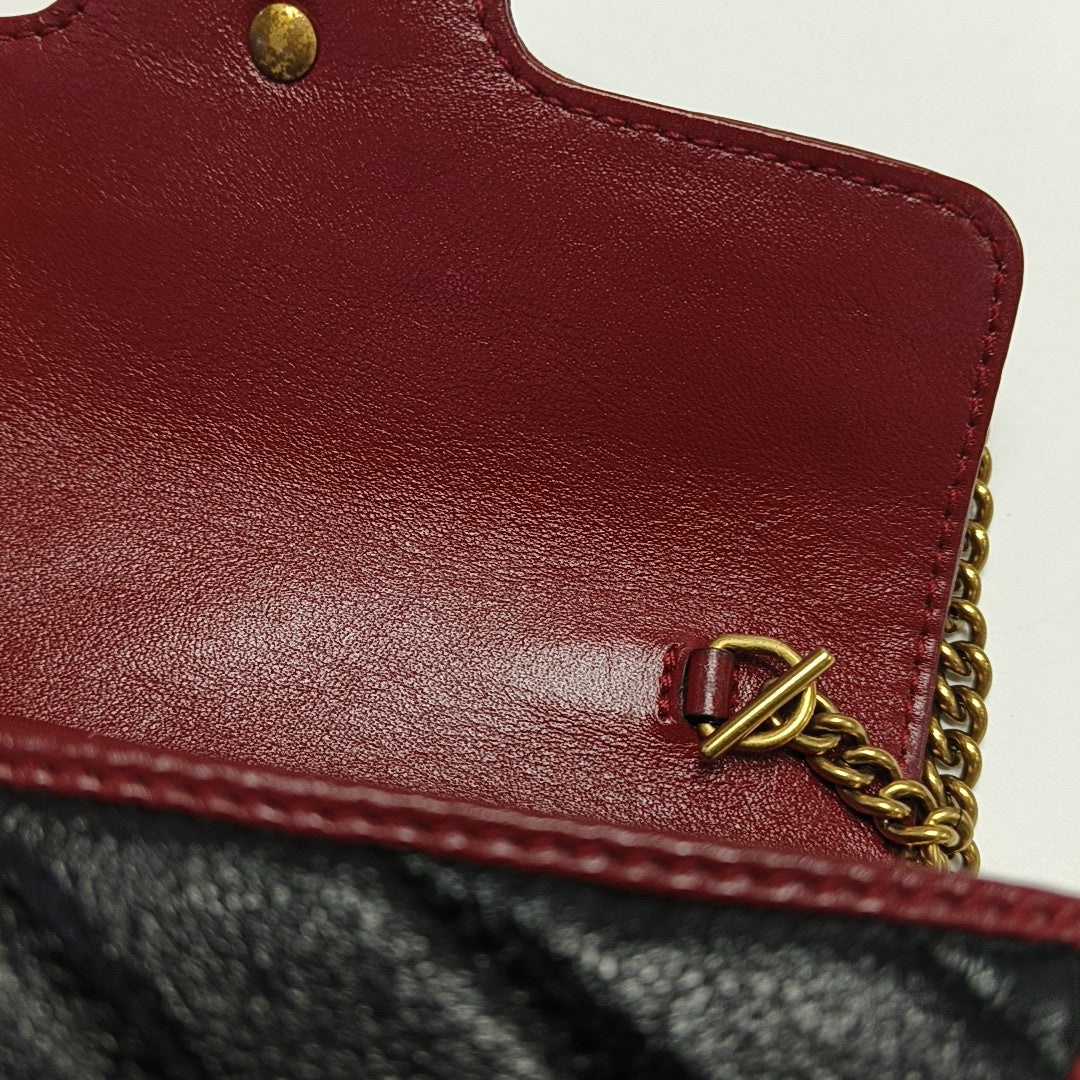 GG Marmont Super Mini Quilted Calfskin Black