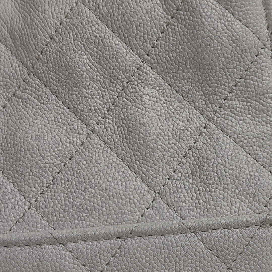 CHANEL 25 Medium Quilted Grained Calfskin White