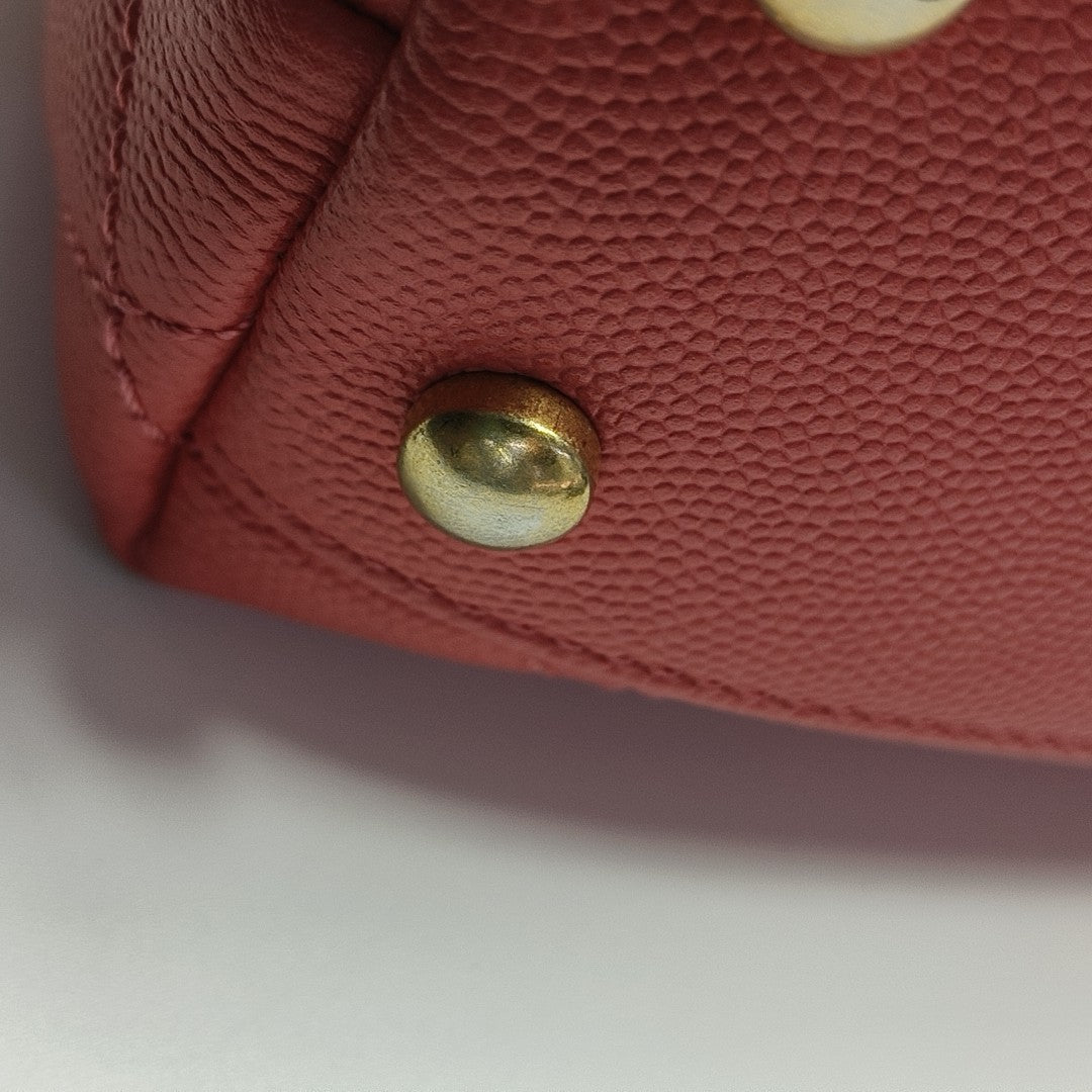COCO HANDLE Small Quilted Grained Calfskin Pink