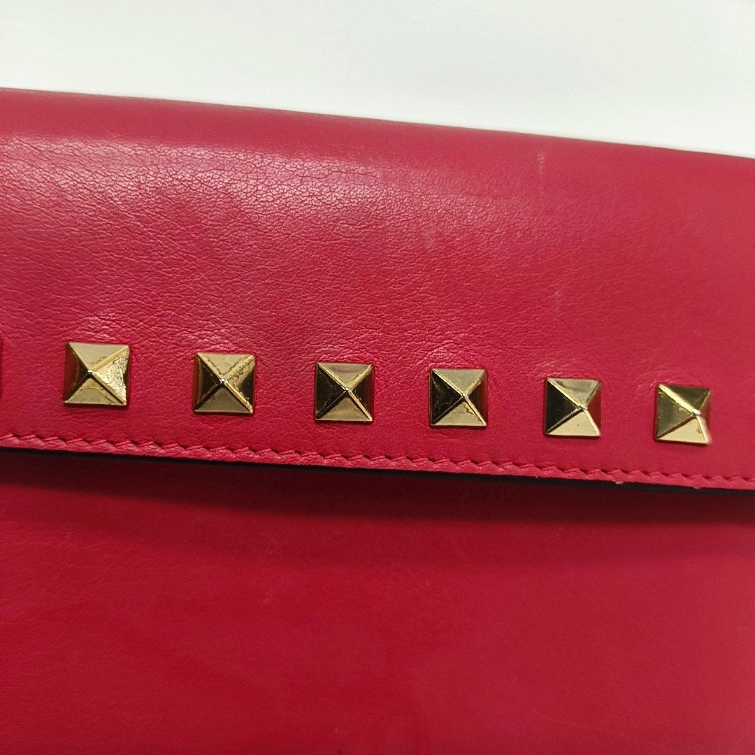 Authenticated pre-owned  Rockstud Calfskin Red Wallet - Wallet at Looply