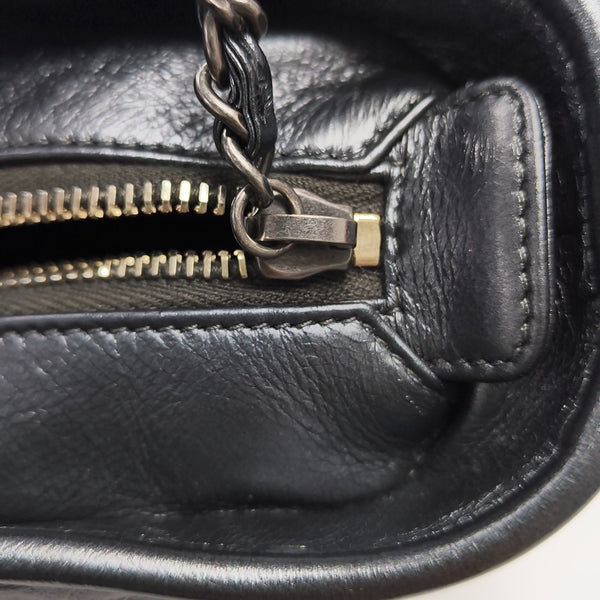 GABRIELLE Small Chevron Calfskin Gray