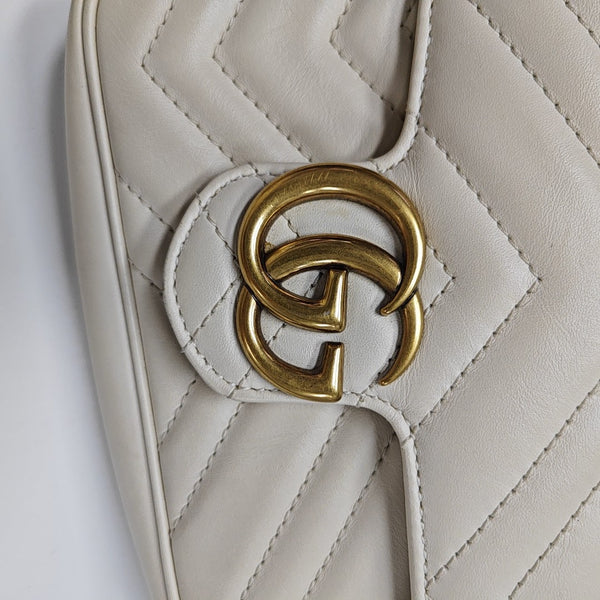 GG Marmont Mini Quilted Calfskin White