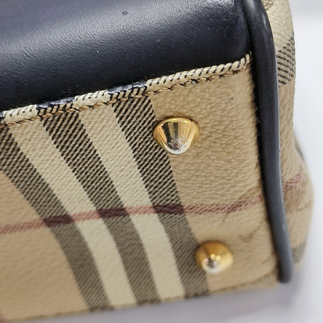Coated Canvas Top Handle Bag Beige