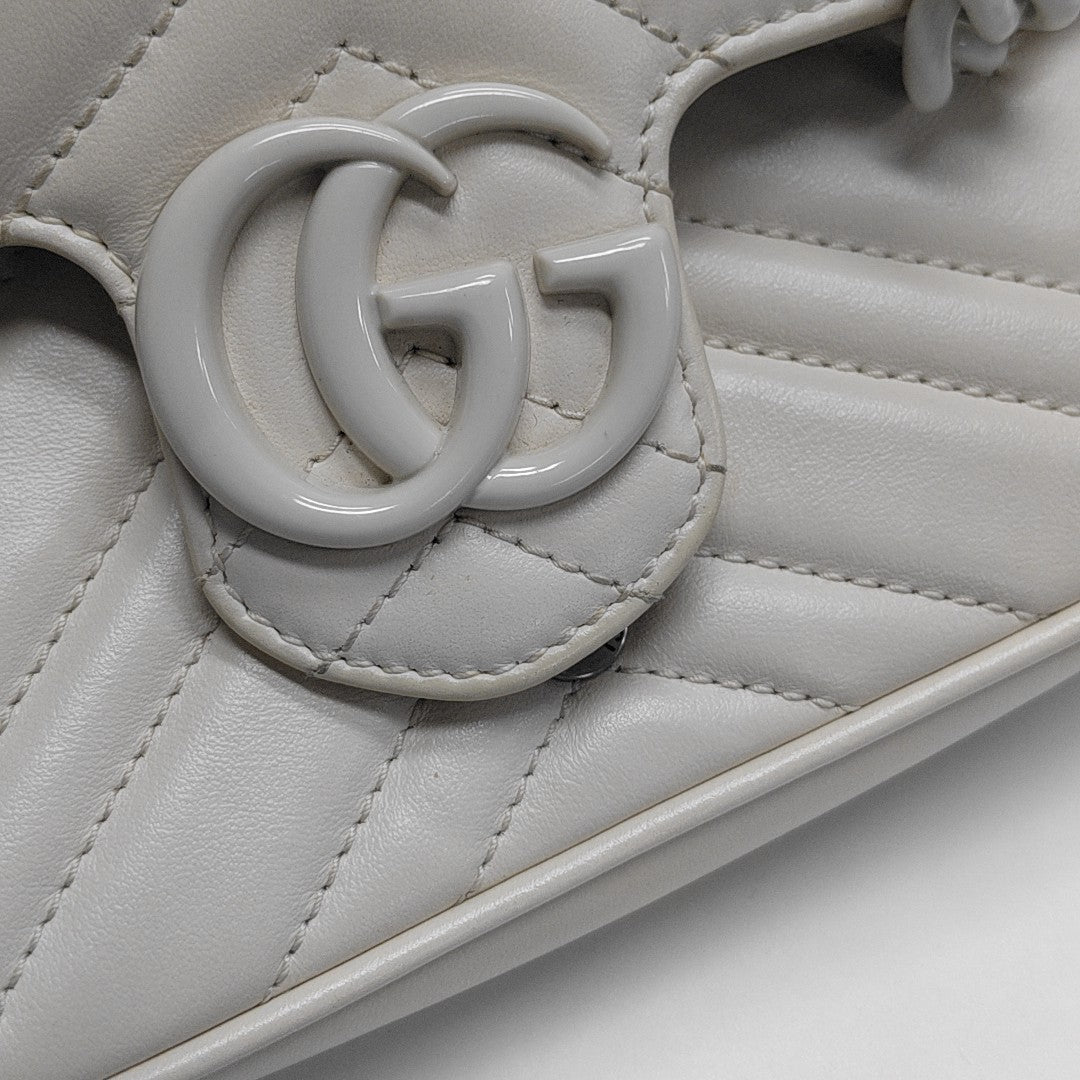 GG Marmont Mini Quilted Calfskin White