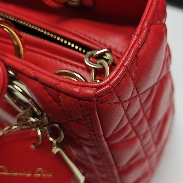 Lady Dior Medium Cannage Lambskin Red