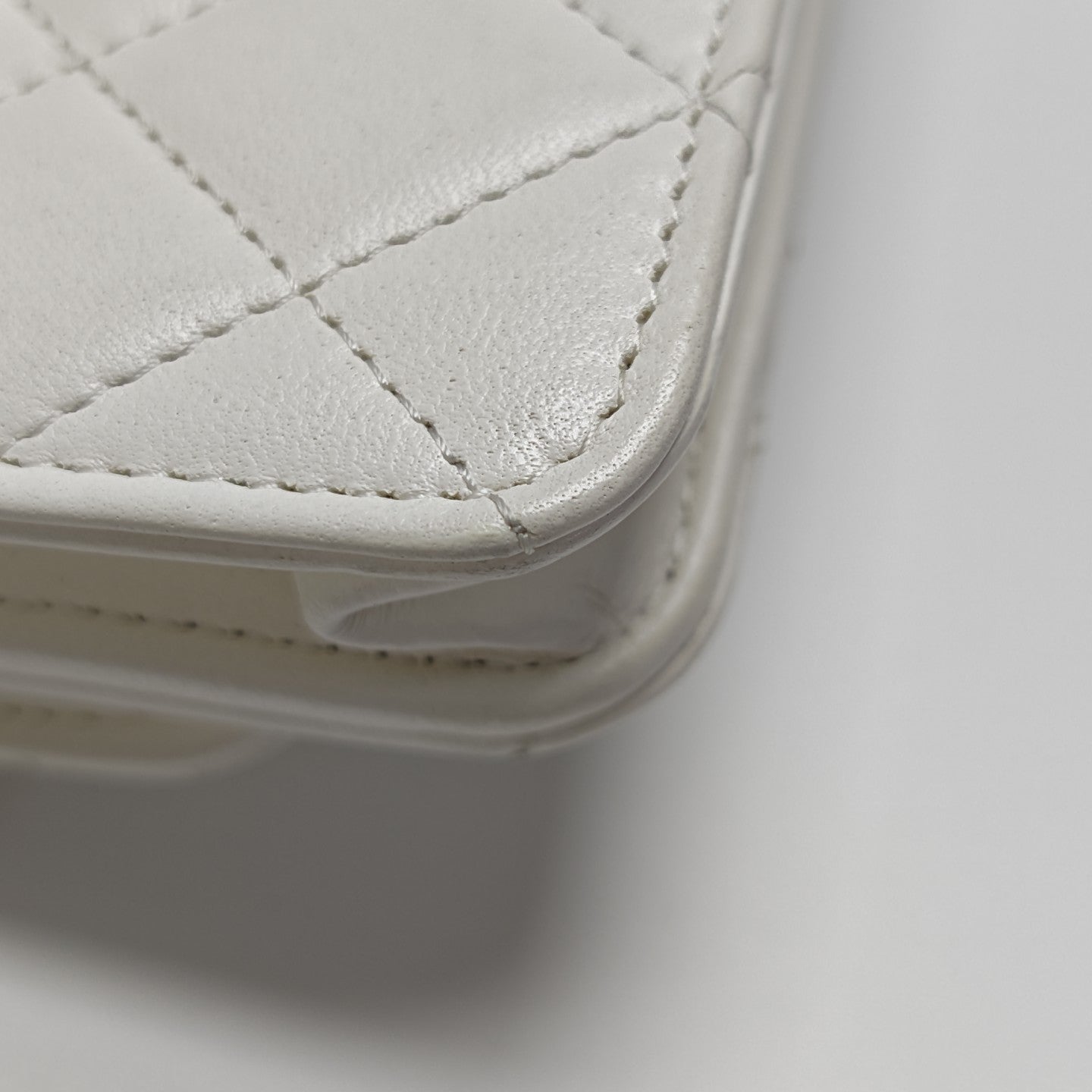 Quilted Lambskin Shoulder Bag White