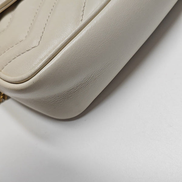 GG Marmont Mini Quilted Calfskin White