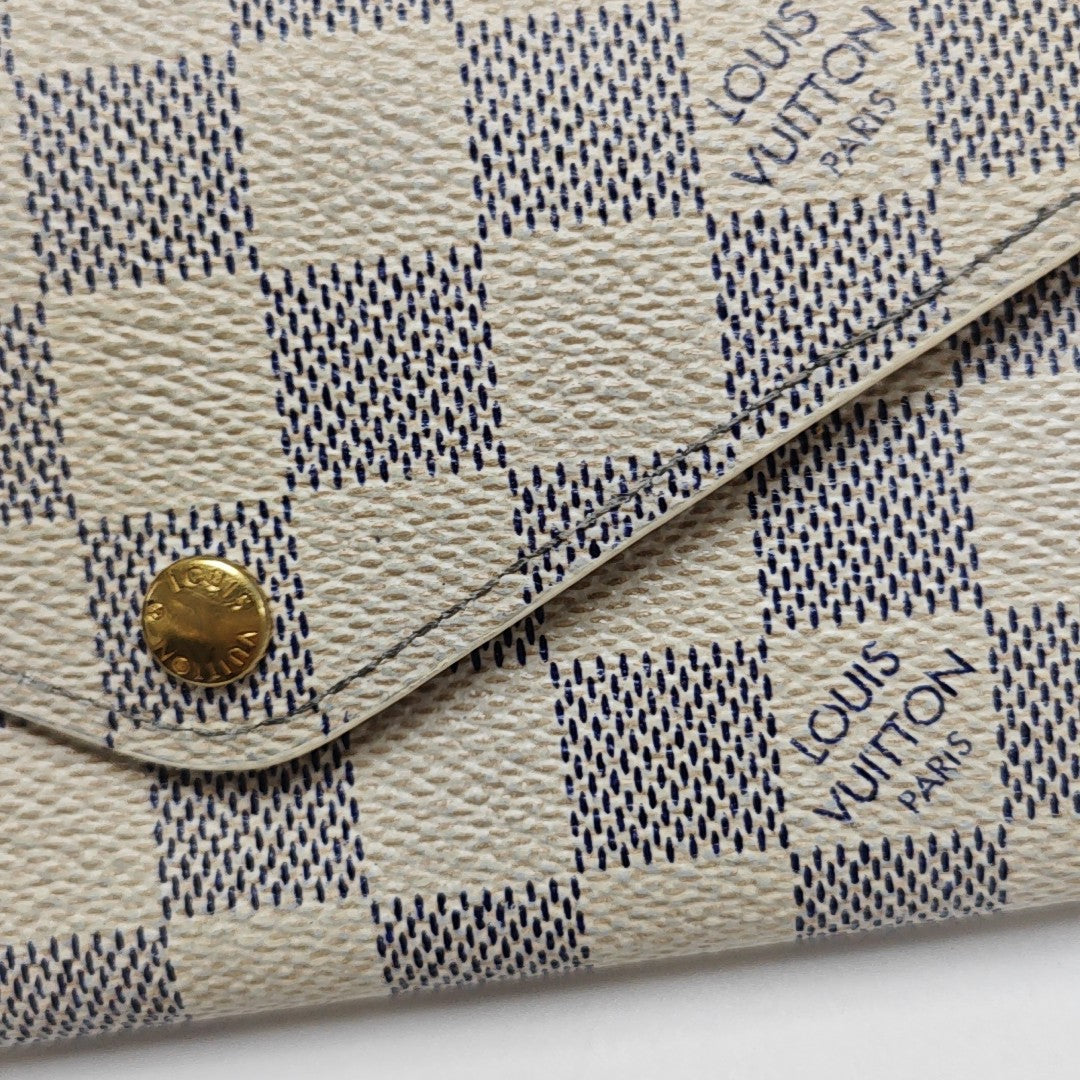 SARAH Damier Azur Coated Canvas White Wallet