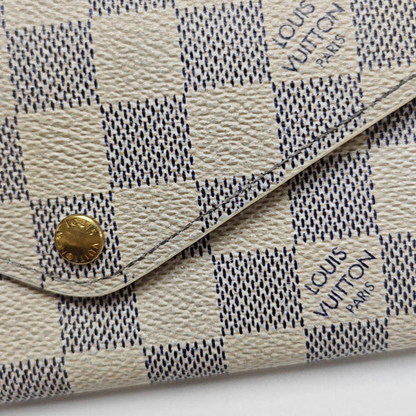 SARAH Damier Azur Coated Canvas White Wallet