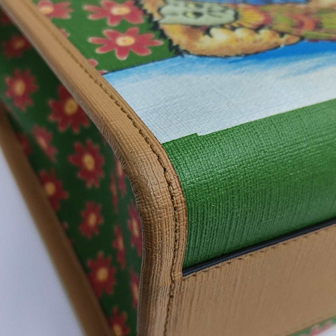 Coated Canvas Top Handle Bag Multicolor