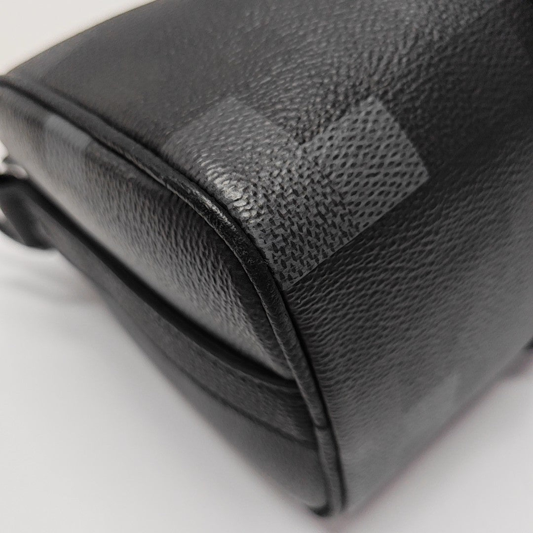 KEEPALL 25 Damier Graphite Coated Canvas Black