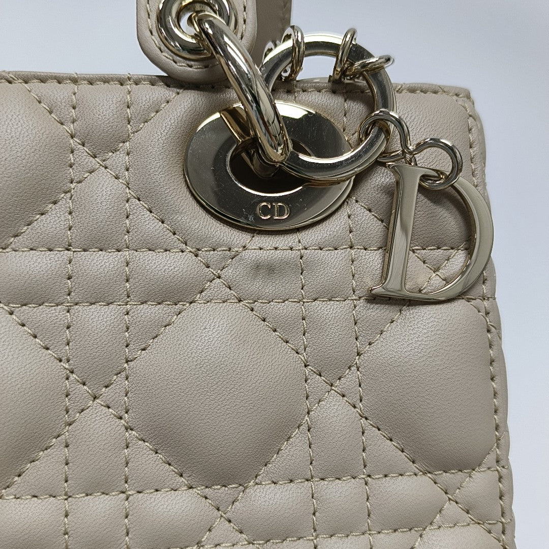 Lady Dior Small Cannage Lambskin Beige