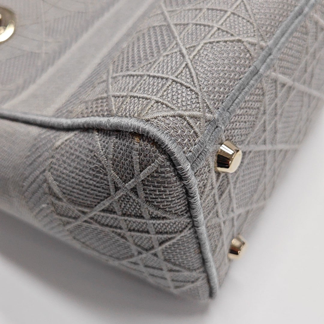 Lady D-Lite Medium Cannage Canvas Gray