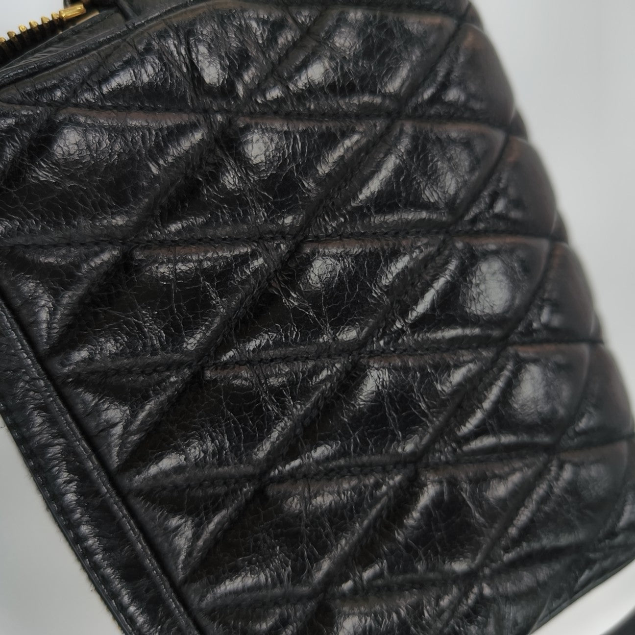Quilted Lambskin Shoulder Bag Black