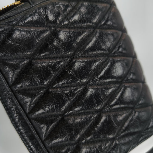 Quilted Lambskin Shoulder Bag Black